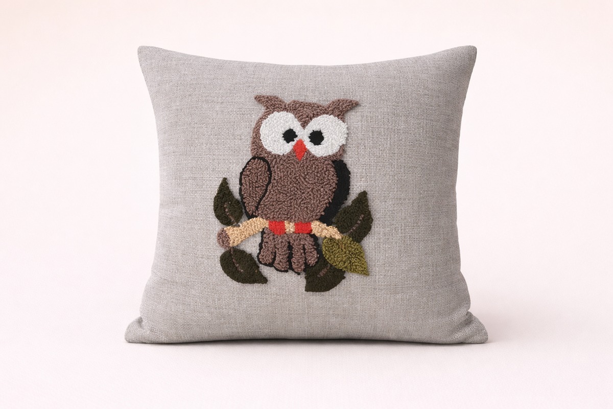 Baykuş Nakışlı Kırlent