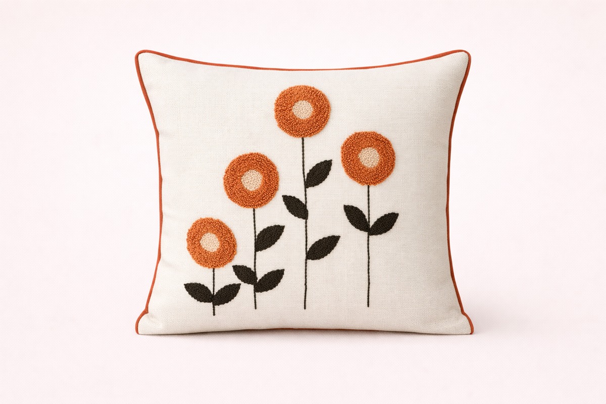 Çiçek Nakışlı Kırlent