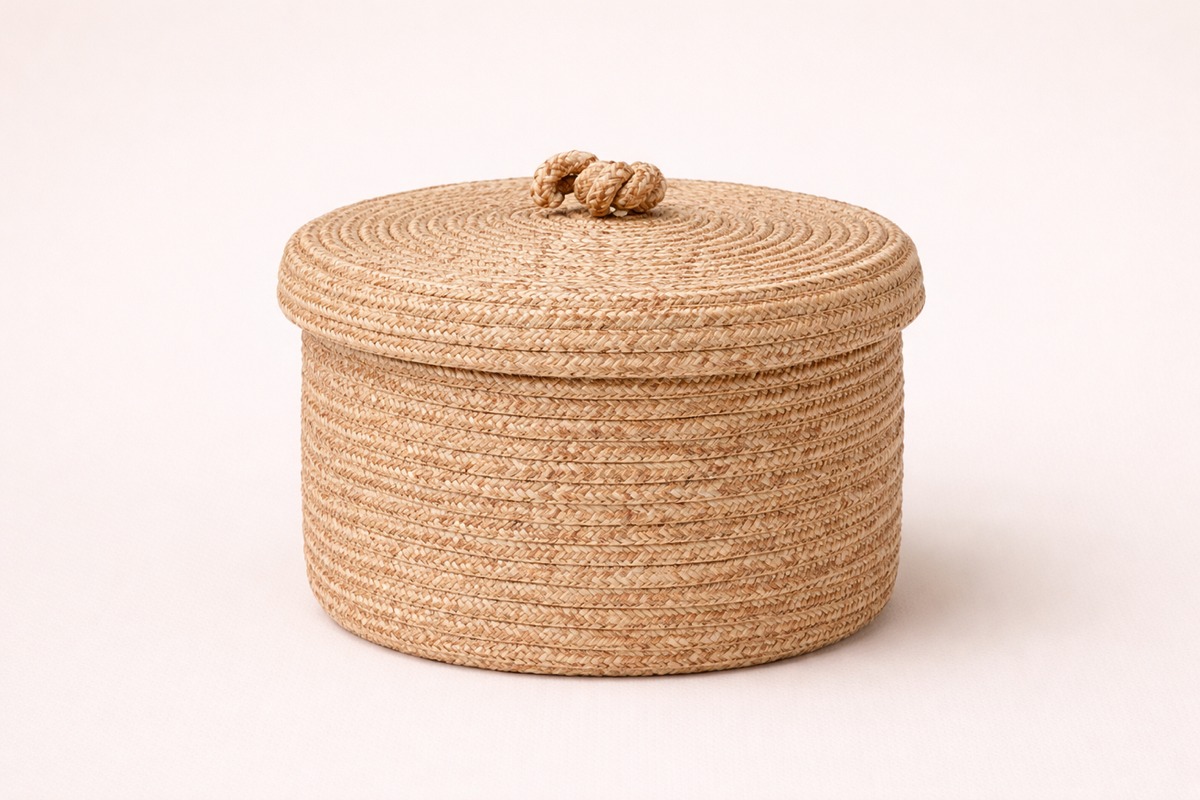El Örmesi Hasır Kapaklı Sepet